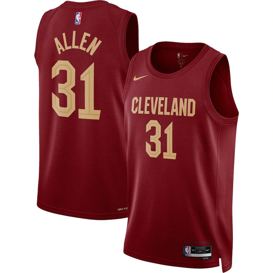 Men Cleveland Cavaliers #31 Jarrett Allen Nike Wine Icon Edition 2022-23 Swingman NBA Jersey->cleveland cavaliers->NBA Jersey